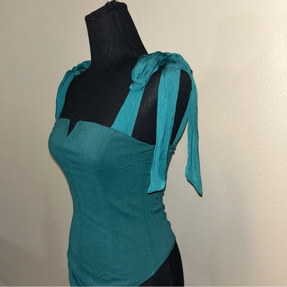 Free People Lola Green Bodysuit with Sweetheart Neckline - Picture 4 of 8